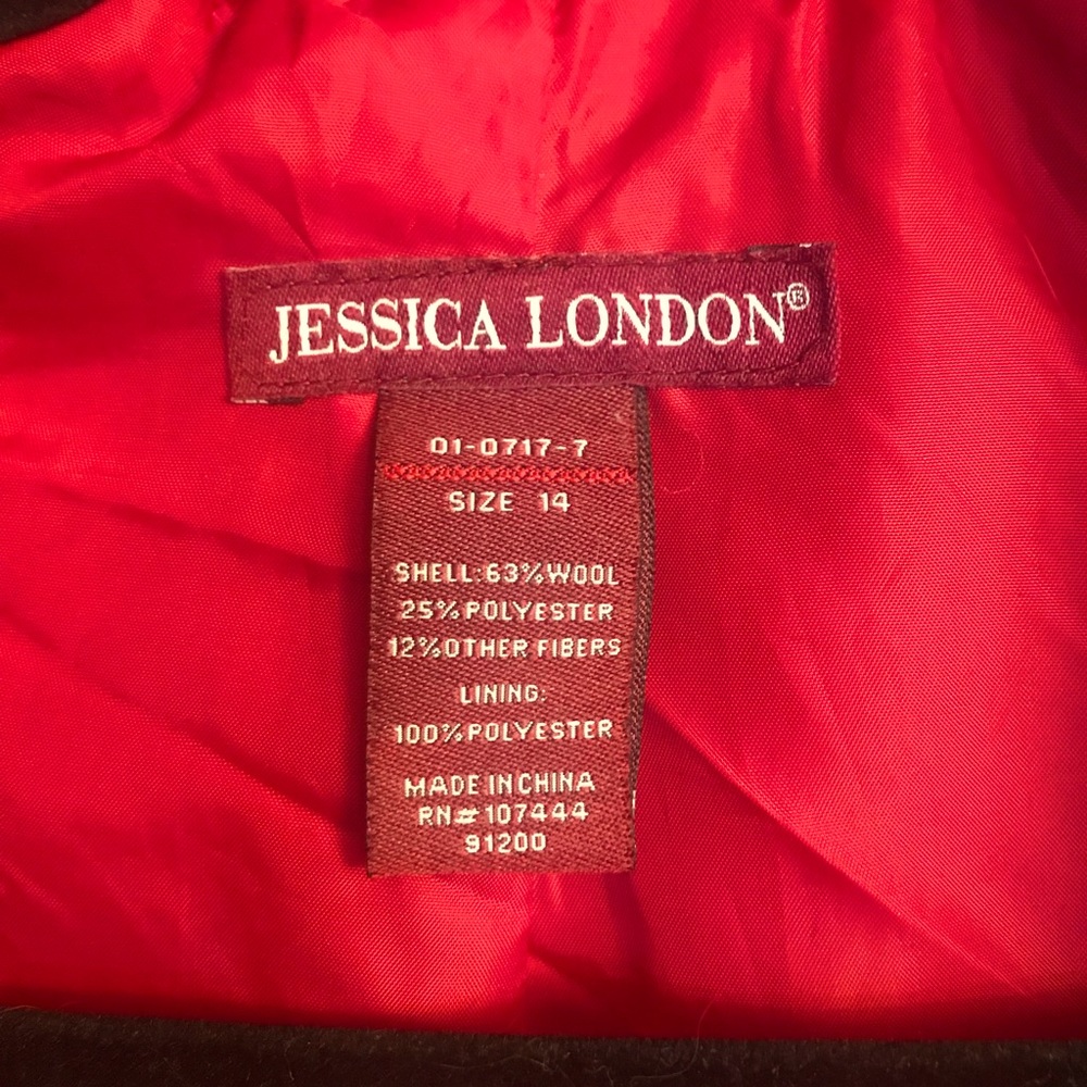 Jessica London wool blend dress coat.